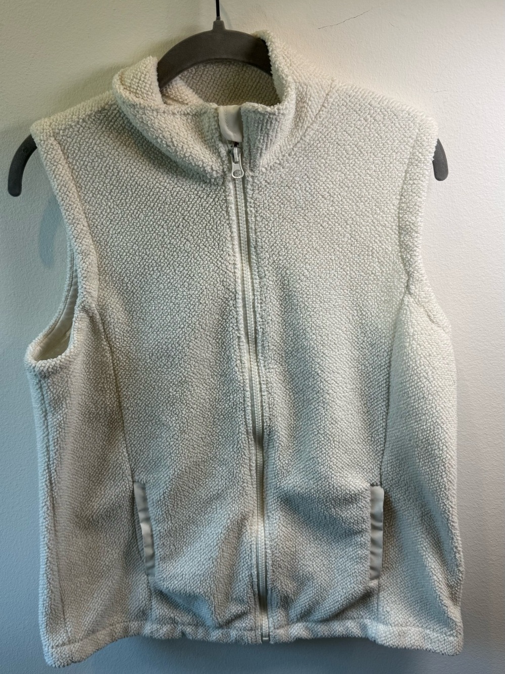 Balance Collection Off-White Textured Fleece Zip Vest Women’s M